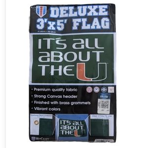 MIAMI HURRICANES IT'S ALL ABOUT THE U 3'X5' DELUXE FLAG NEW WINCRAFT 🌀